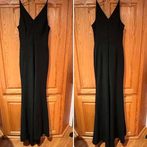 BHLDN Tatum V-Neck Stretch Crepe Gown Full-Length Formal Dress Black Size 4 - Picture 5 of 11